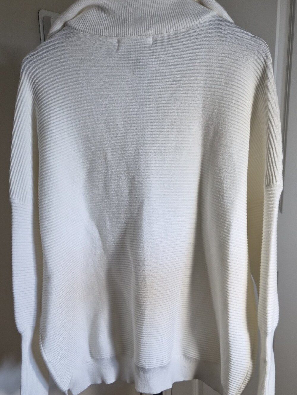 Anrabess Classic Cream Ribbed Half-Zip Turtleneck Sweater - Picture 6 of 7